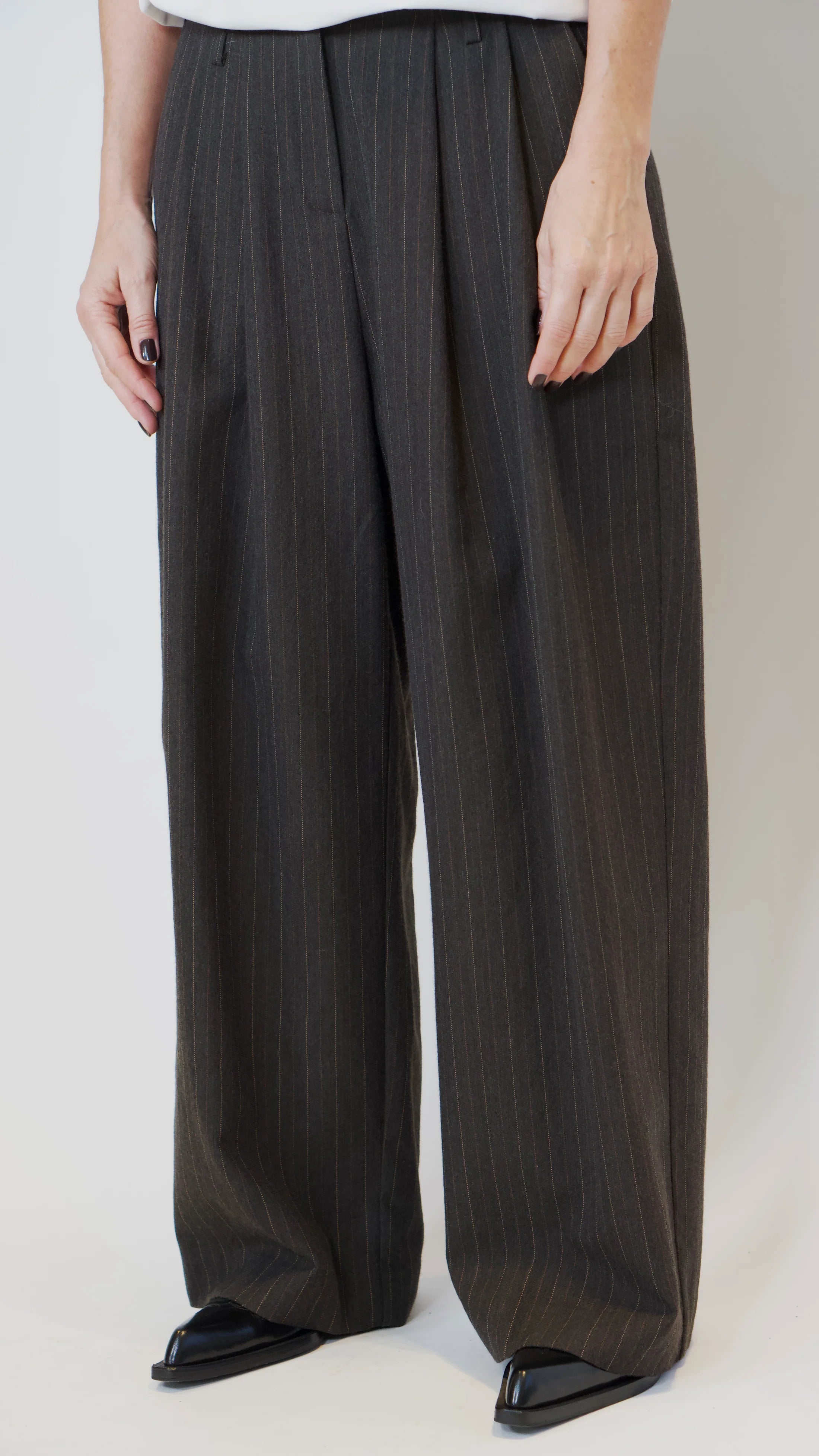 LouLou Pants, Brown Pinstripe