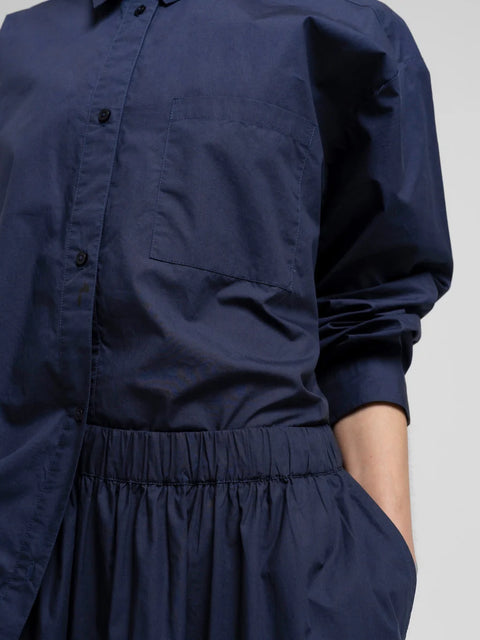 Ocean Poplin Skirt, Dark Navy