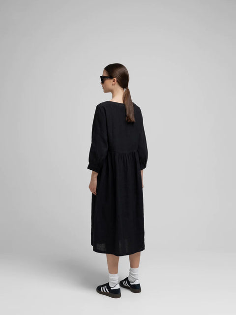 Vega Linen Dress, Black