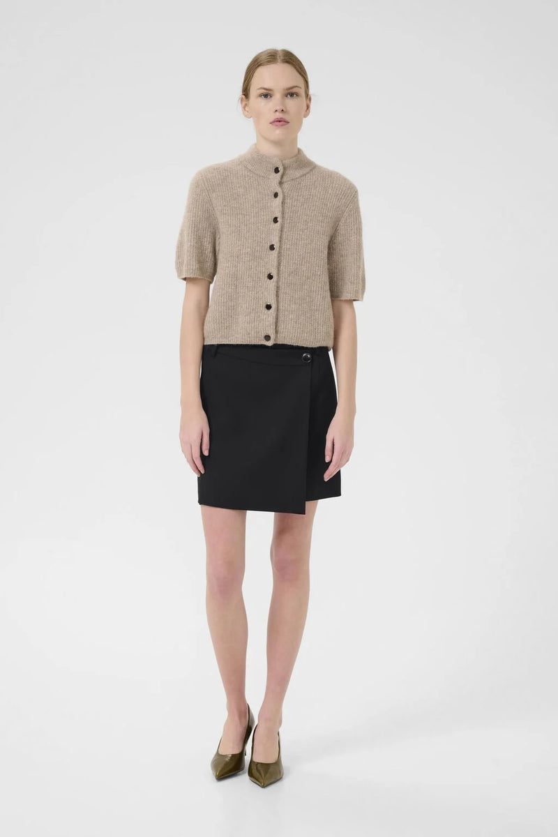 GZpaula melange MW wrap skirt, Black