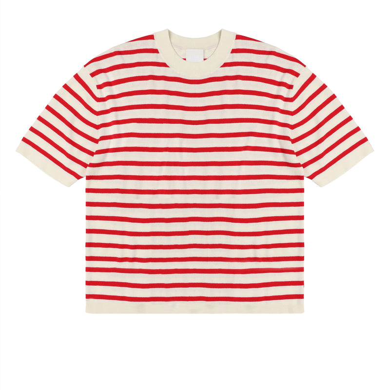 Striped Tee, Ecru / Red