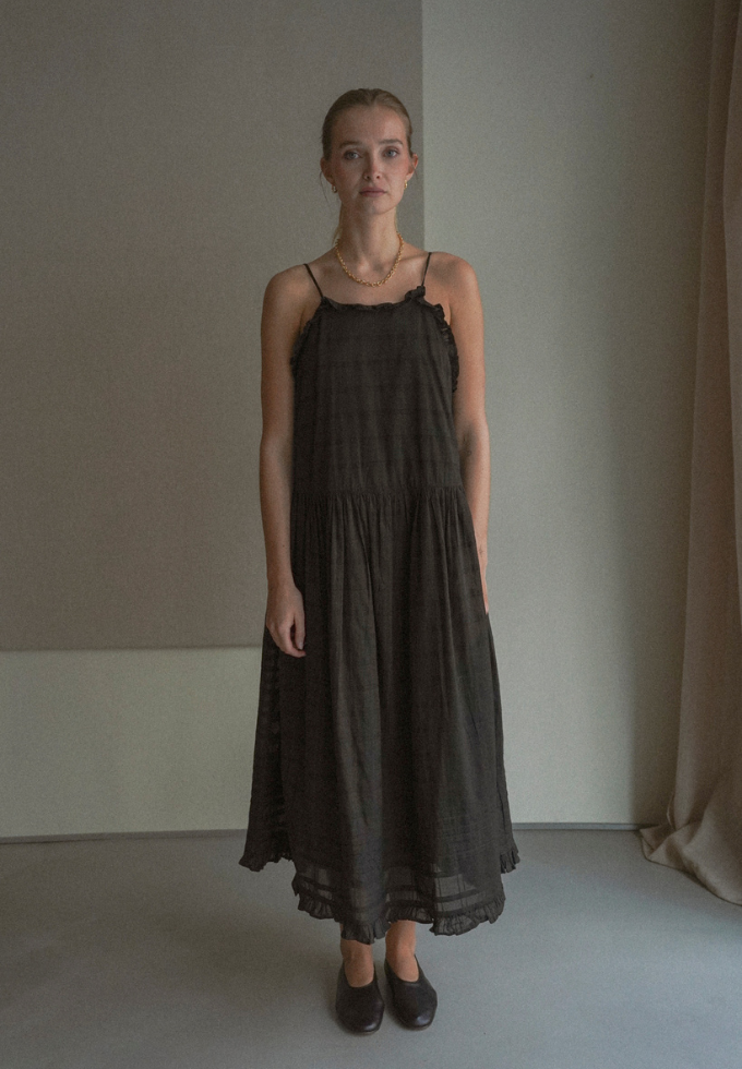 Fiore Strap Dress, Black