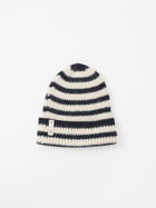 O.A.D. Ribbed Beanie, White med Navy Stripes