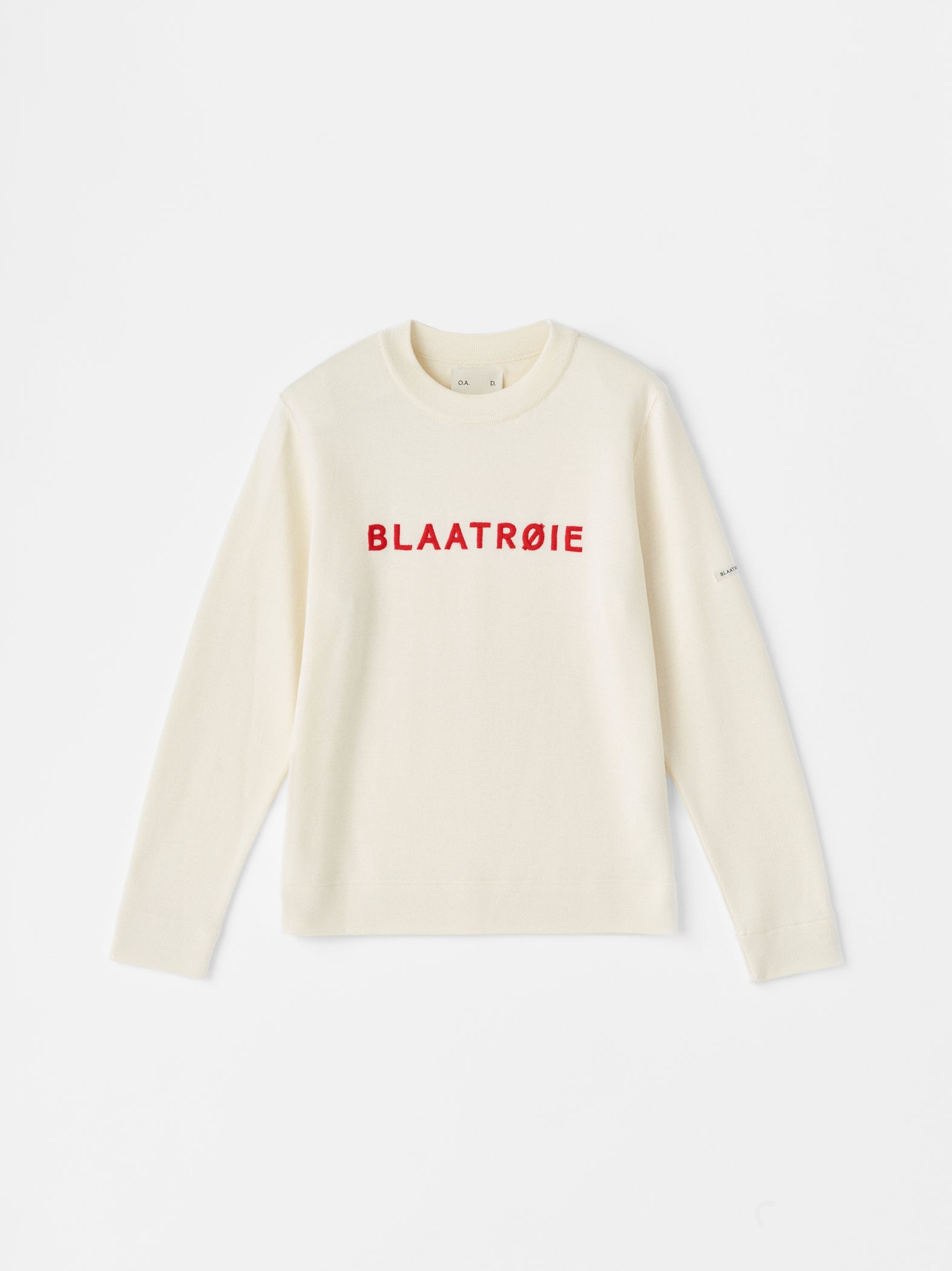 Blaatrøie No. 1, Off White/ Red embroidery