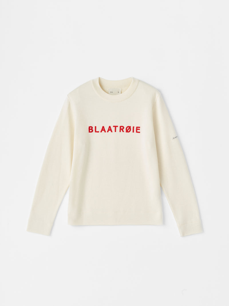 Blaatrøie No. 1, Off White/ Red embroidery