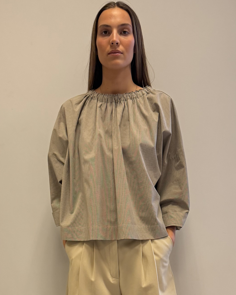 Magrethe LS Tie Top, Check