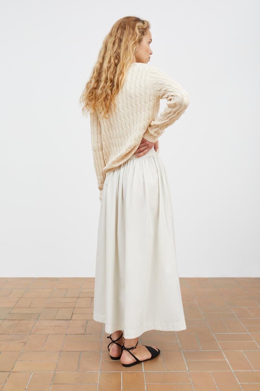 Dagny Skirt, Light Blue/White stripe
