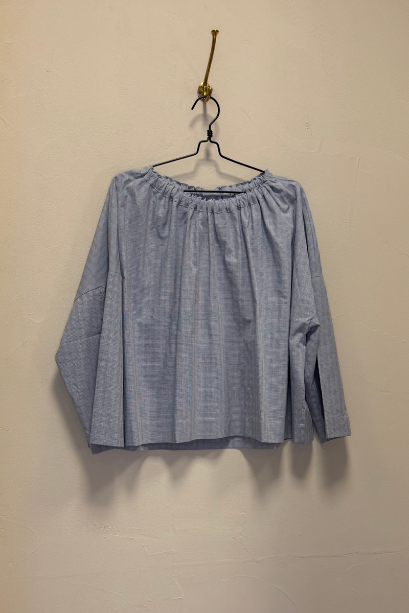 Magrethe LS Tie Top, Mini Blue check