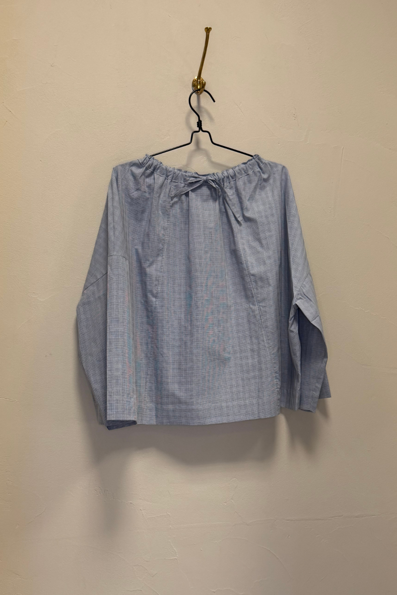 Magrethe LS Tie Top, Mini Blue check