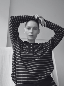 Nuria LS Polo Cardigan, Black / Cognac