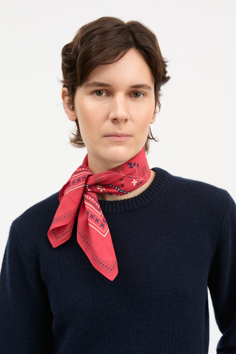 Skall floral scarf 55x55, Faded Red