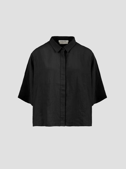 Vega Linen Shirt, Black