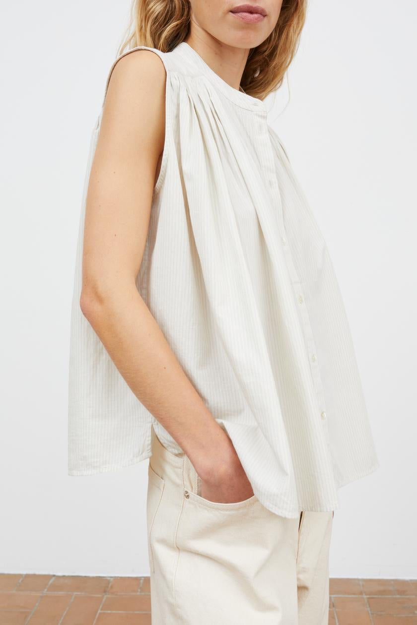 Louise top, Light Blue/White