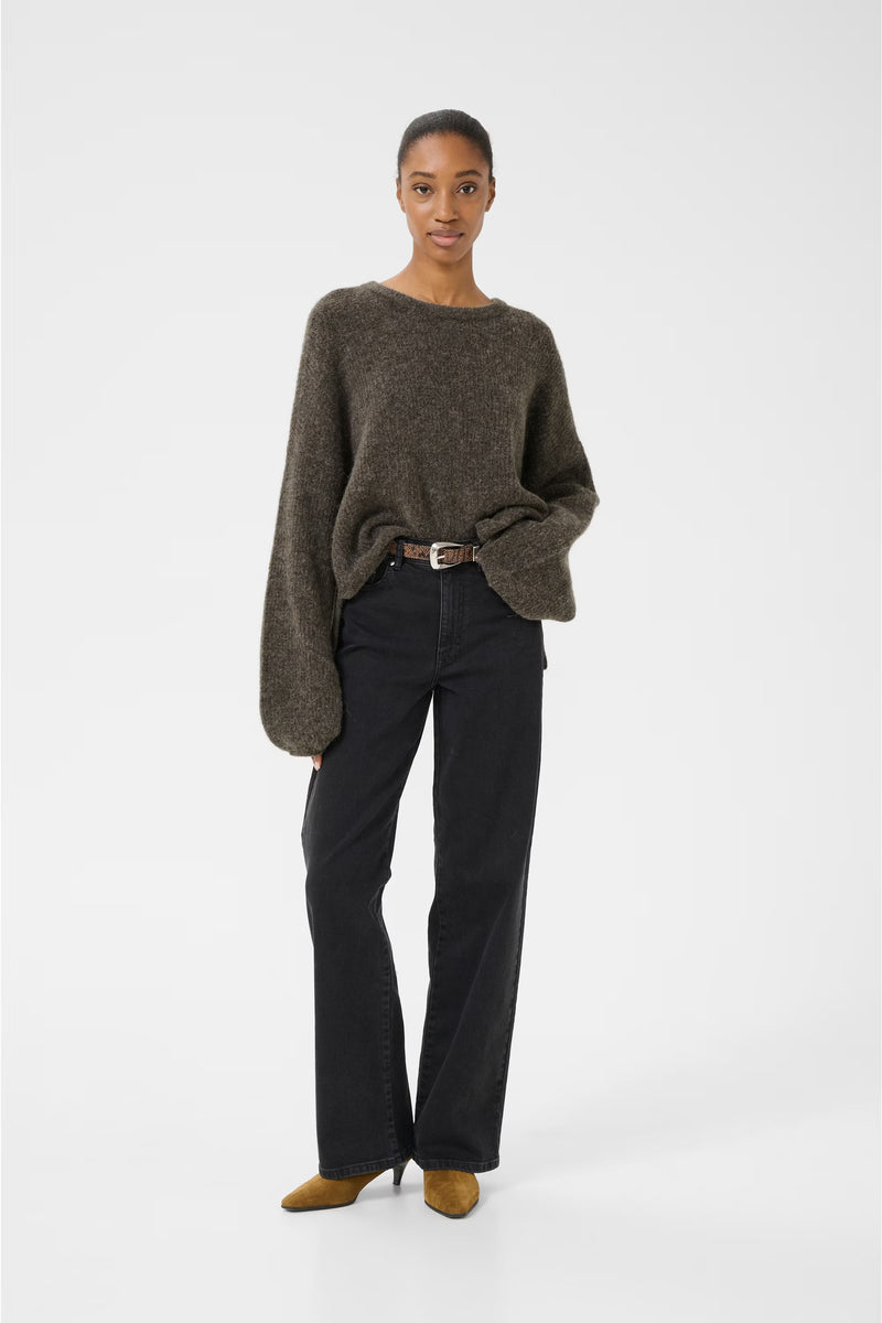 GZalpha slit pullover, Chestnut Melange