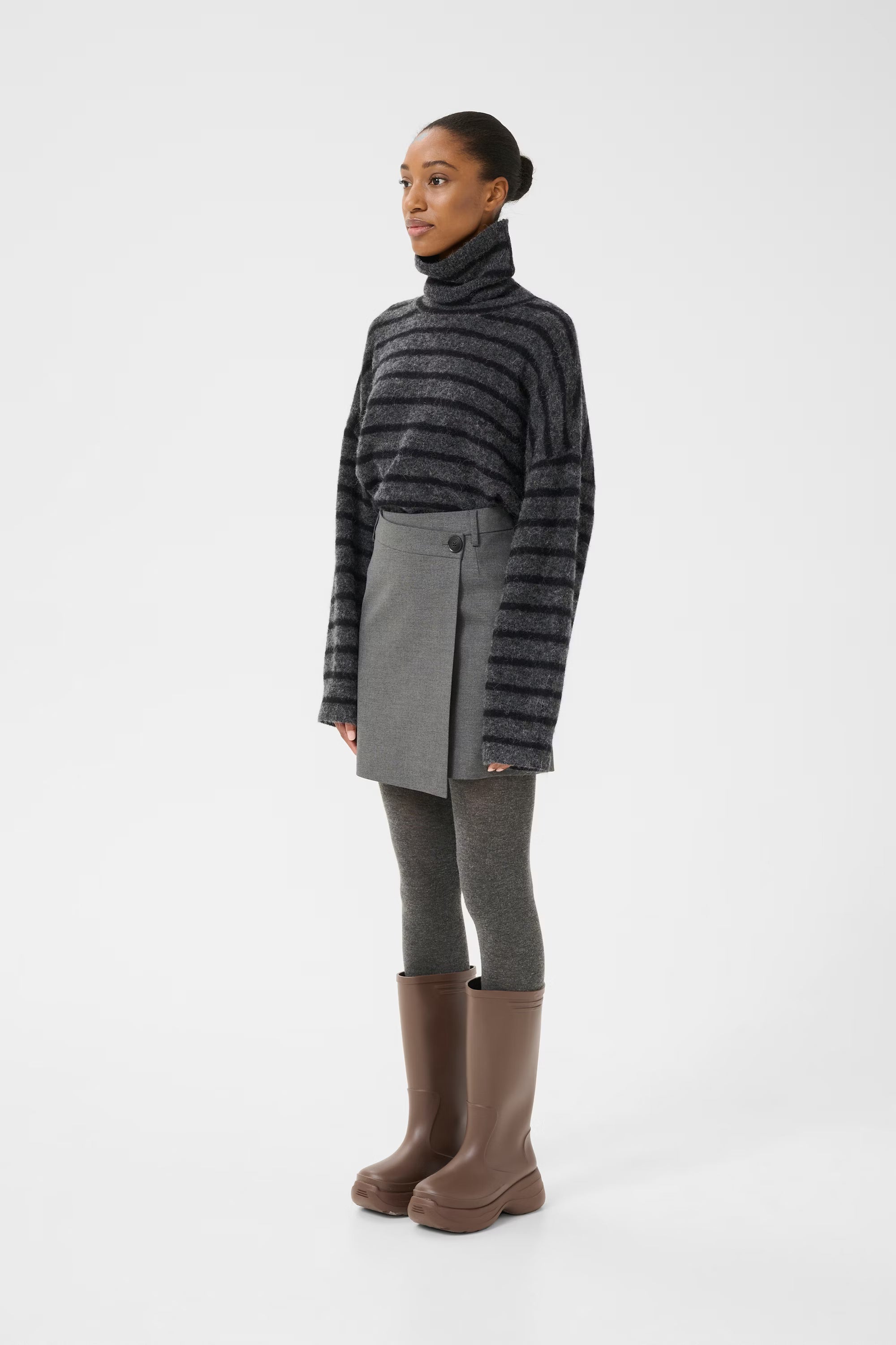 GZpaula melange MW wrap skirt, Grey