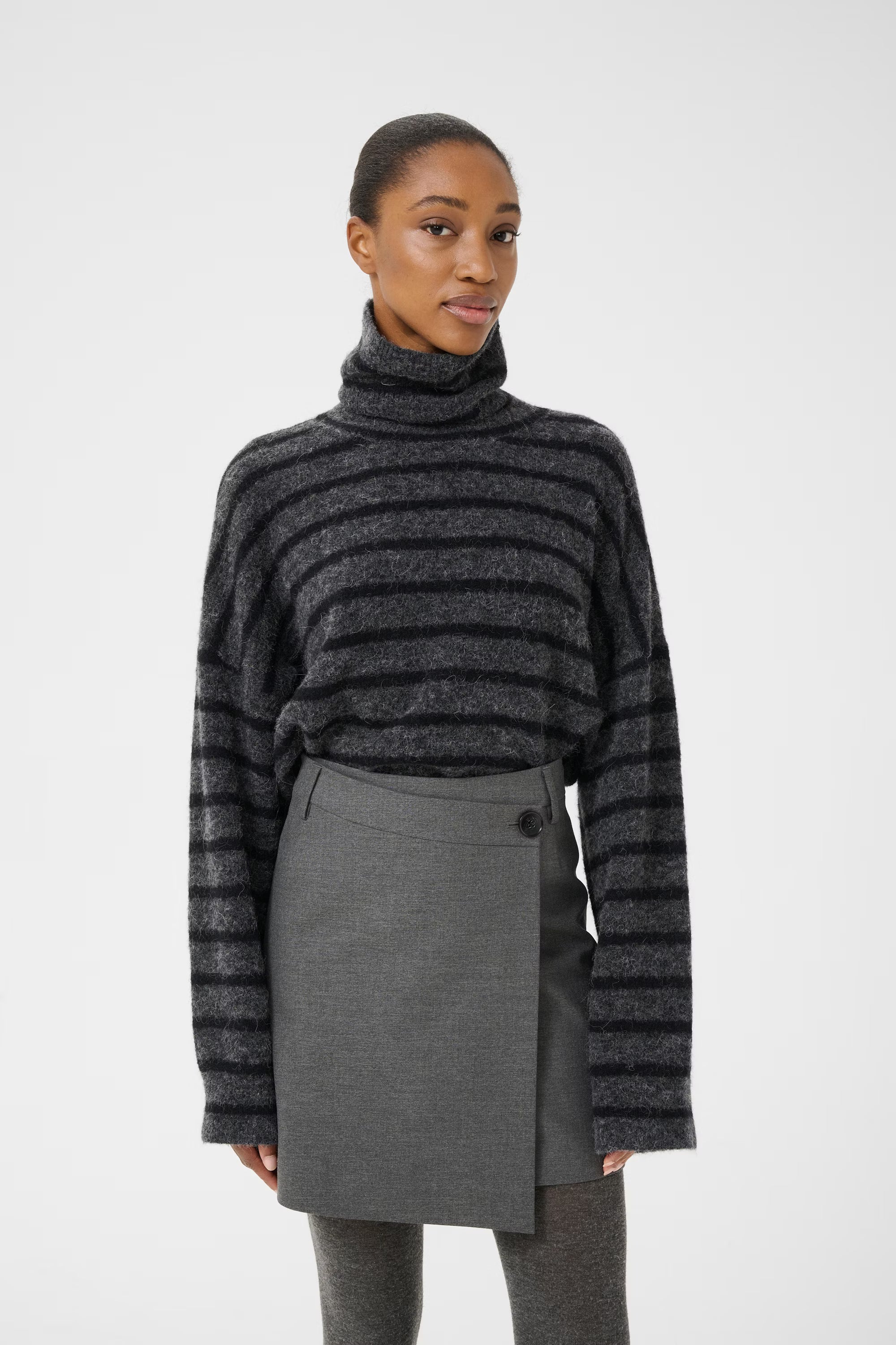 GZpaula melange MW wrap skirt, Grey