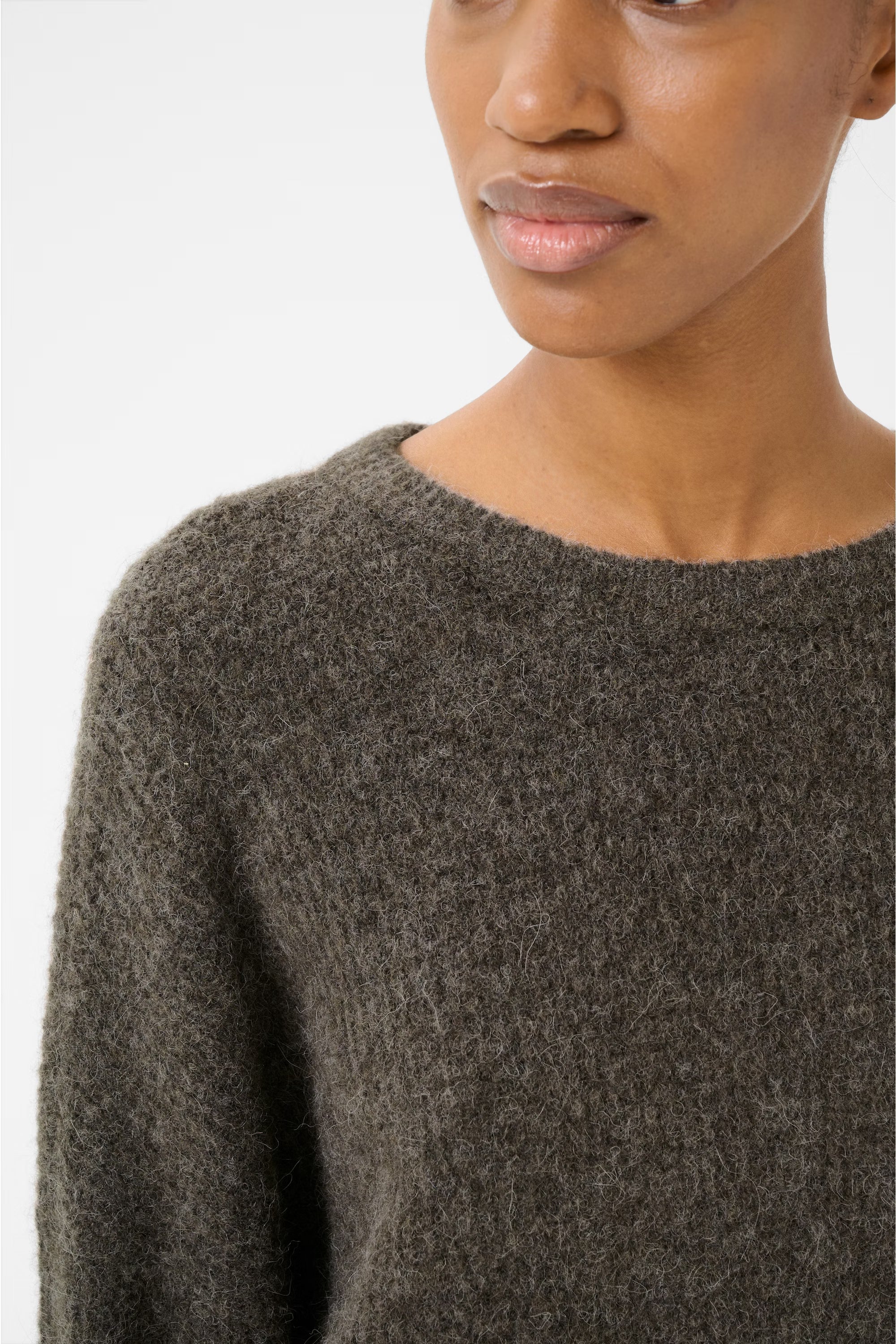 GZalpha slit pullover, Chestnut Melange