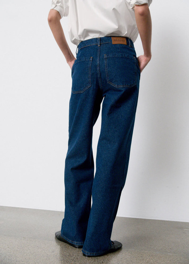 Carlo Midwaist Wide Jeans, Mid Blue