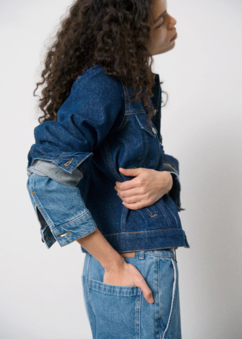 Cleo denim jacket, Clear Blue