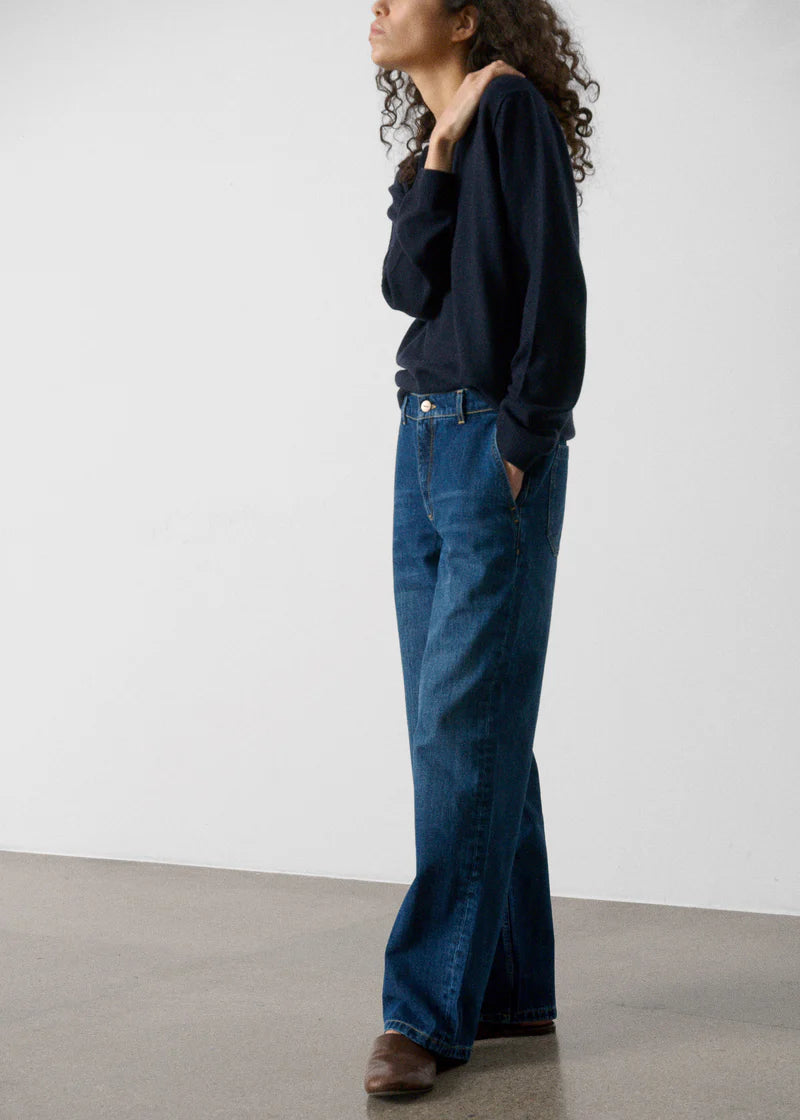 Carlo Midwaist Wide Jeans, Worn Blue