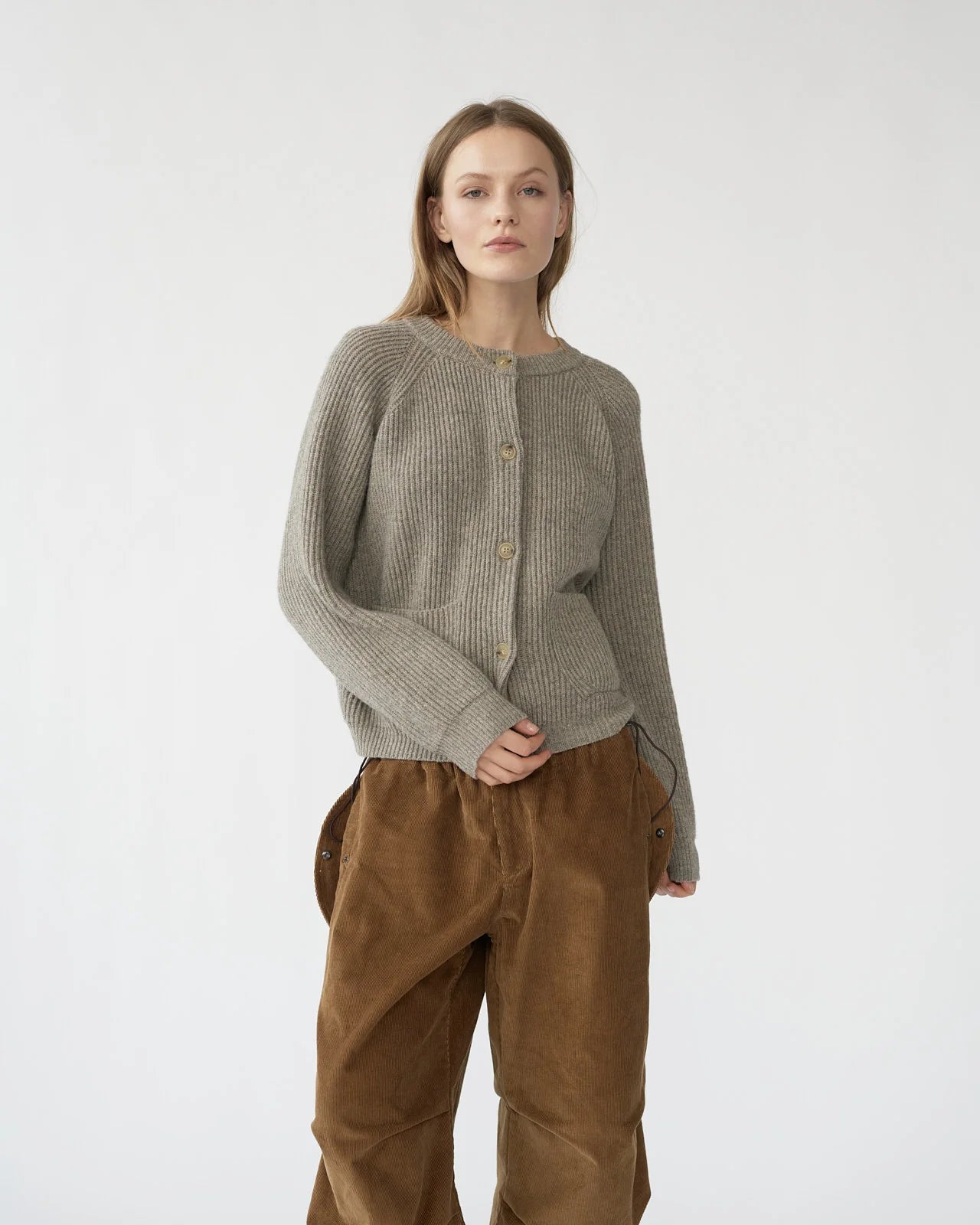 Shetland Wool Cardigan, Nature