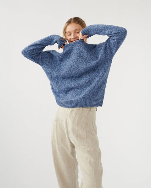 Wool Mouliné jumper, Blue