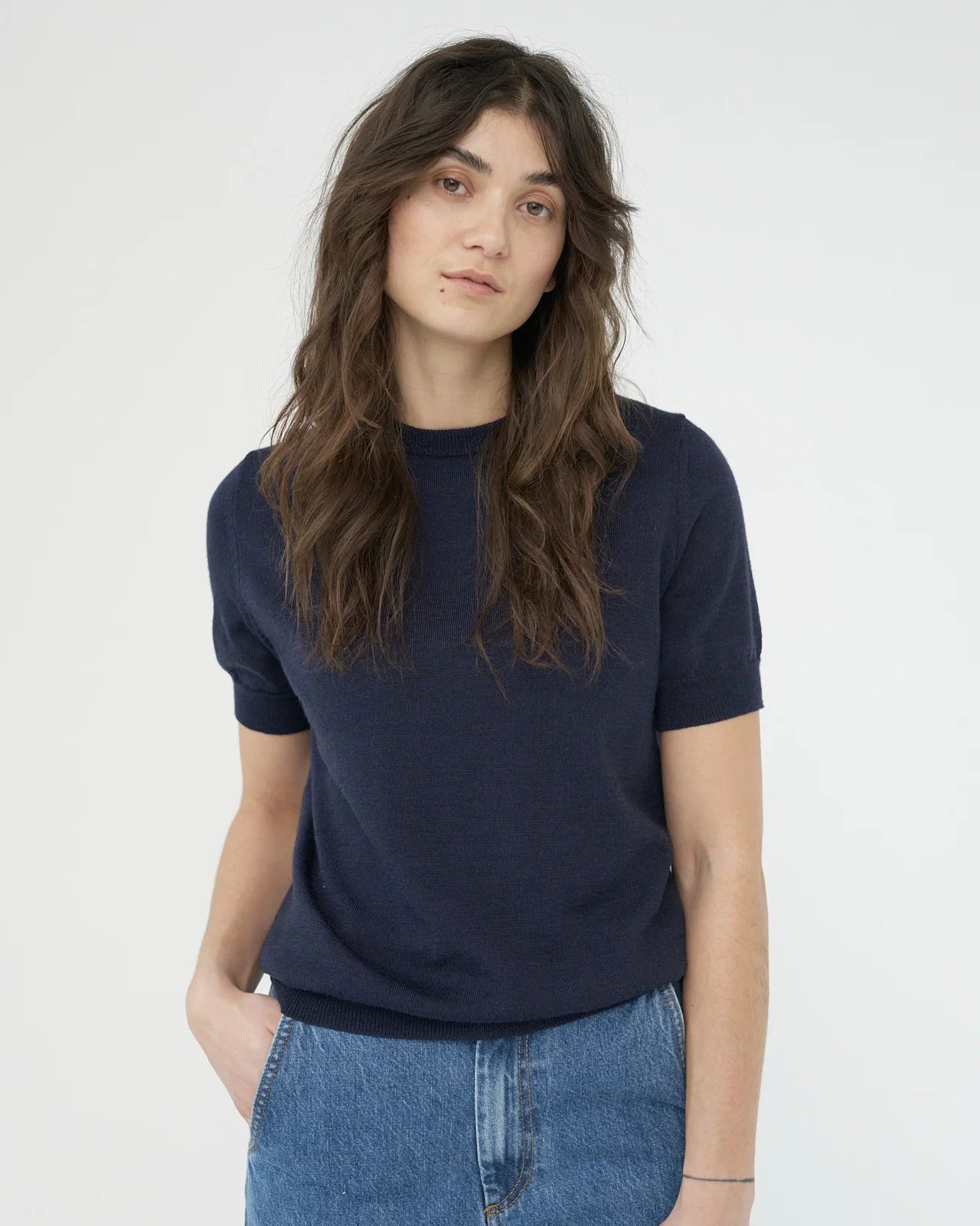 Soft Merino Wool T-shirt, Navy