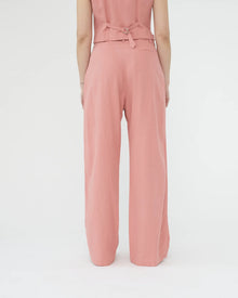 Linen Wide Box Pants, Raspberry