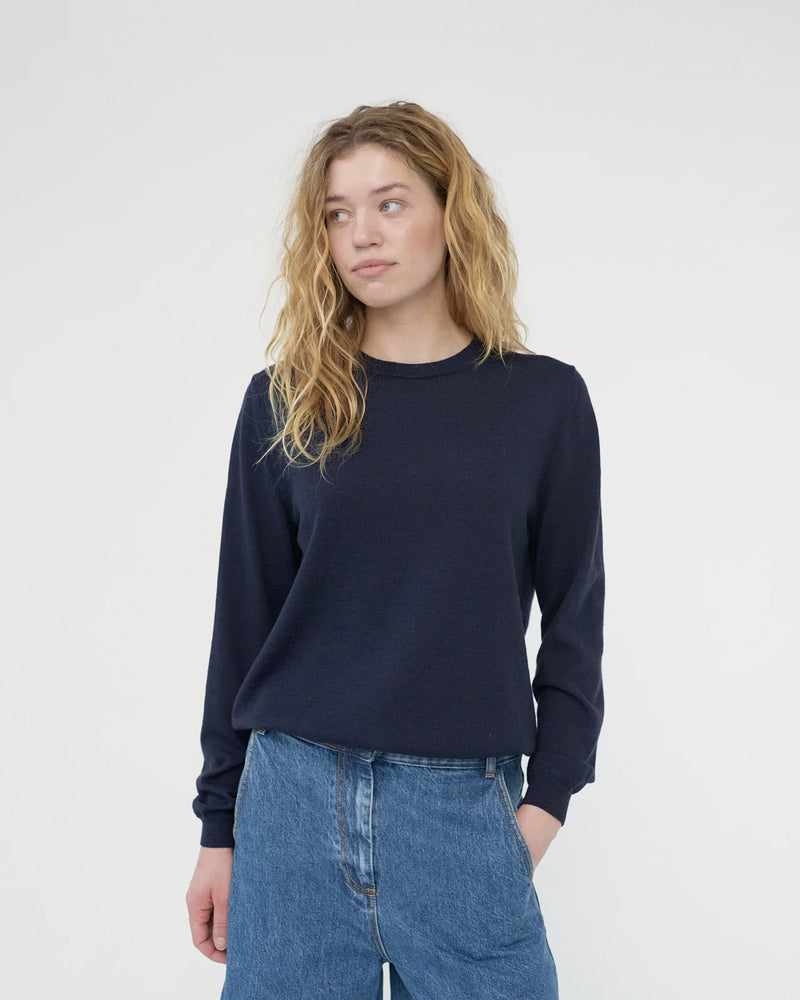 Soft Merino Wool Crew Neck, Navy