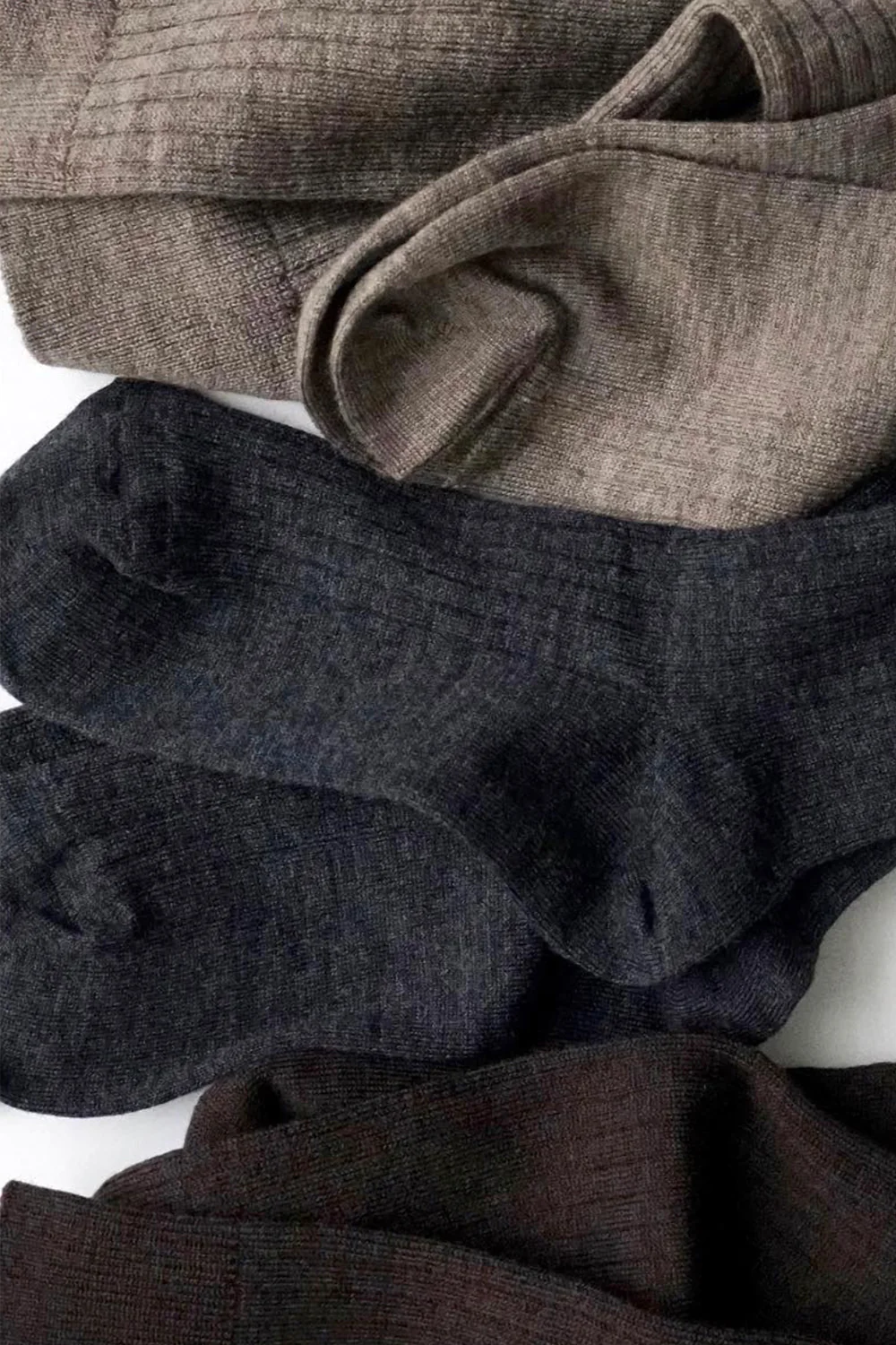 HK0116 Merino Wool Ribbed High Socks, Mocha Brown