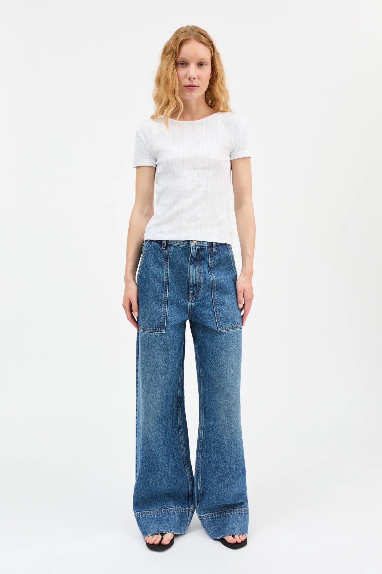 Anna Cap Sleeve tee, Optic White