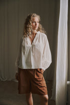 Irissa LS Blouse, White Sand