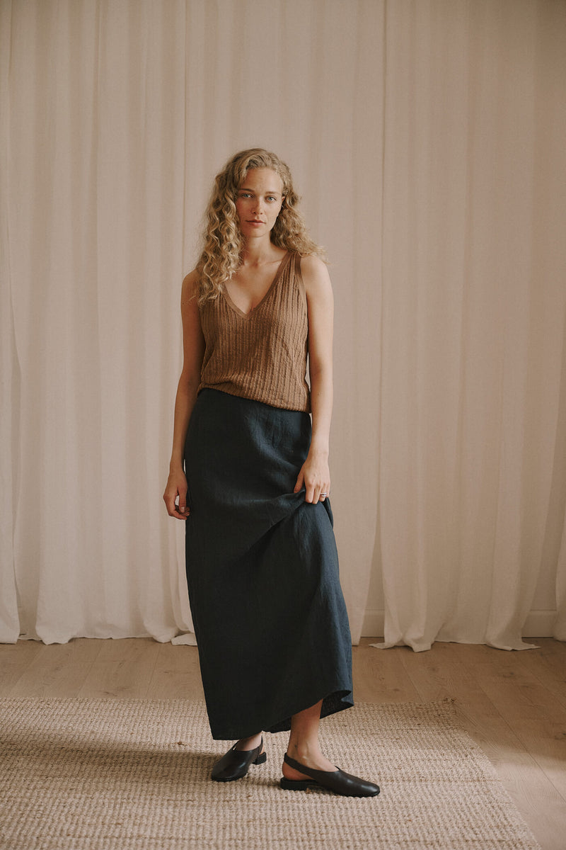 Jose long skirt, Black Washed