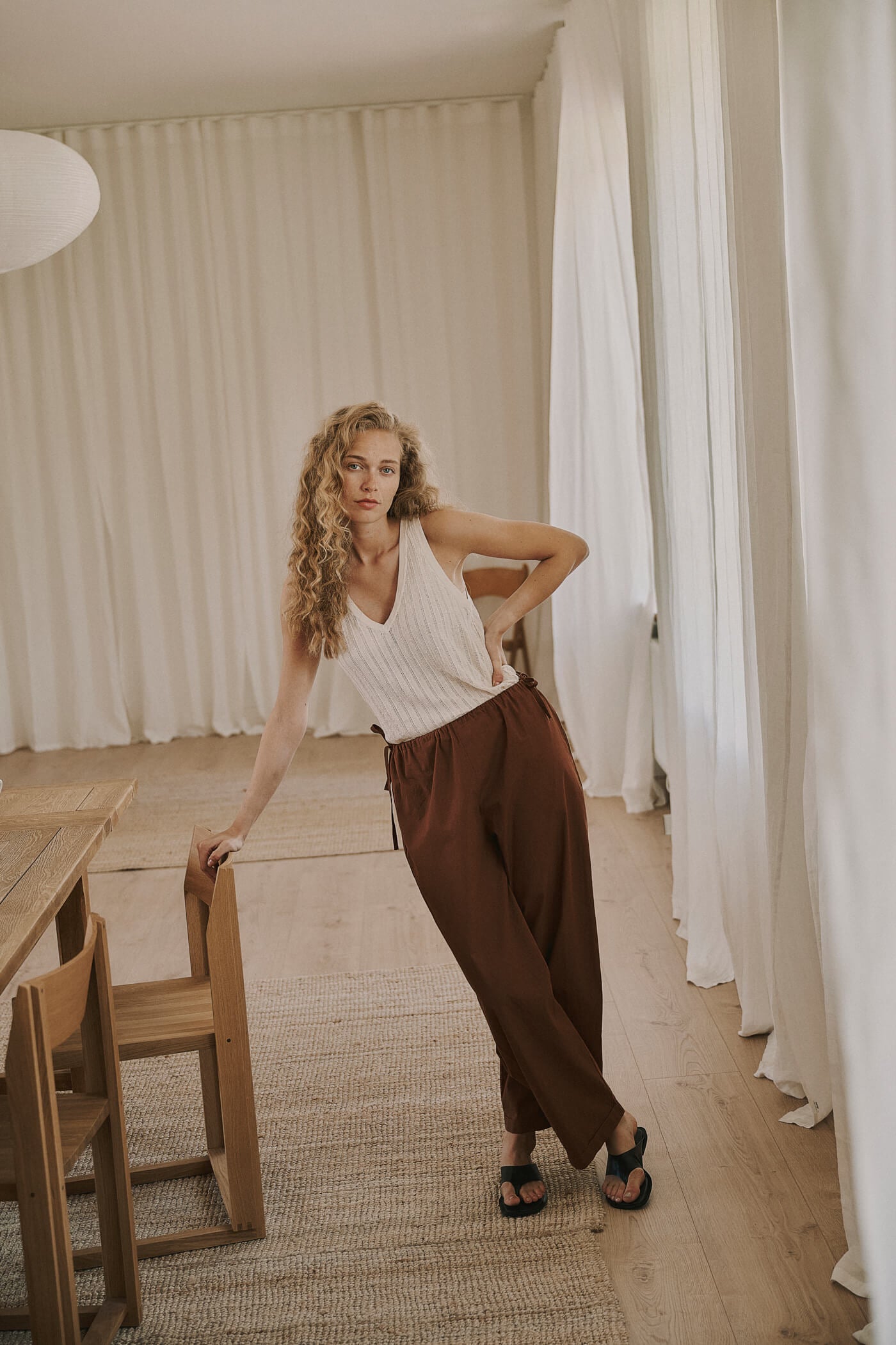 Amelia SL Knit Top, White Sand