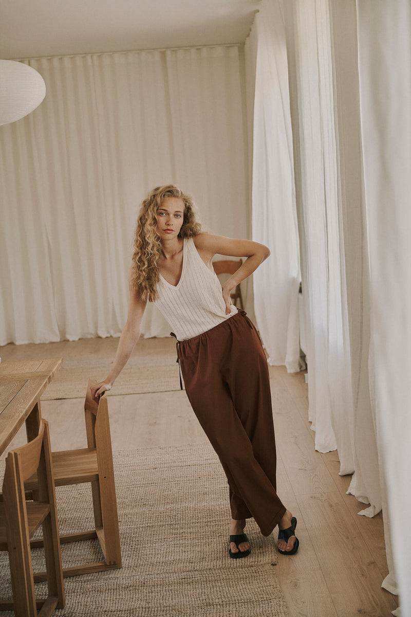 Amelia SL Knit Top, White Sand