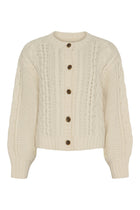 Dahlia cable knit cardigan, White sand