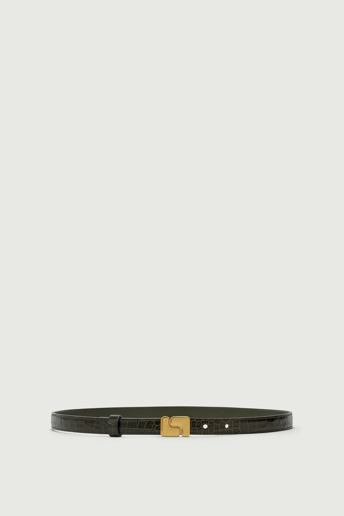 Ninon Mini Belt, Vert Olive Croco
