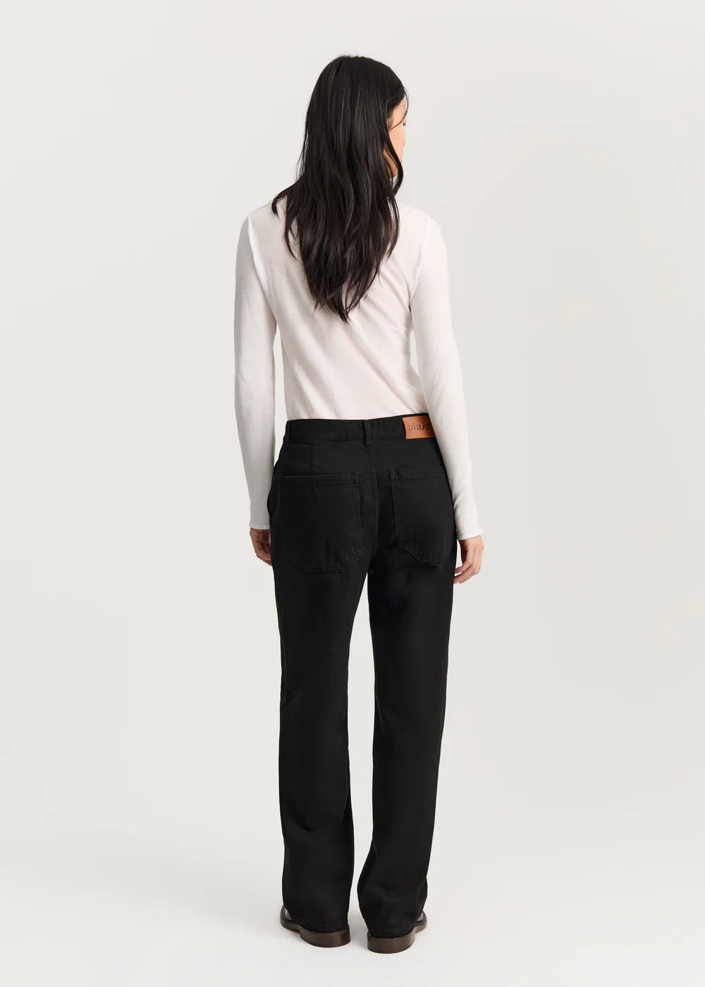 Carlo Midwaist Wide Jeans, Black Tea