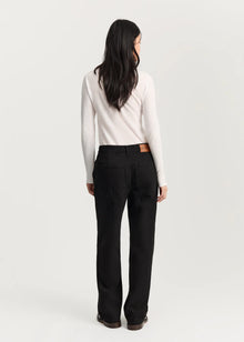 Carlo Midwaist Wide Jeans, Black Tea