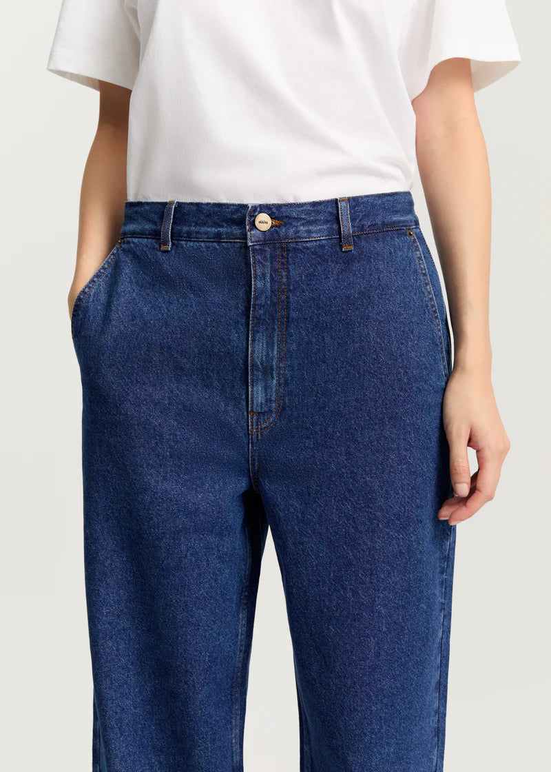 Carlo Midwaist Wide Jeans, Mid Blue