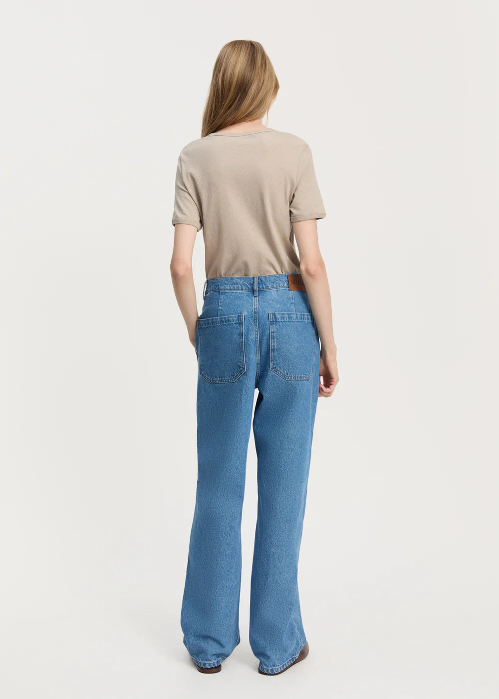 Carlo Midwaist Wide Jeans, Clear Blue