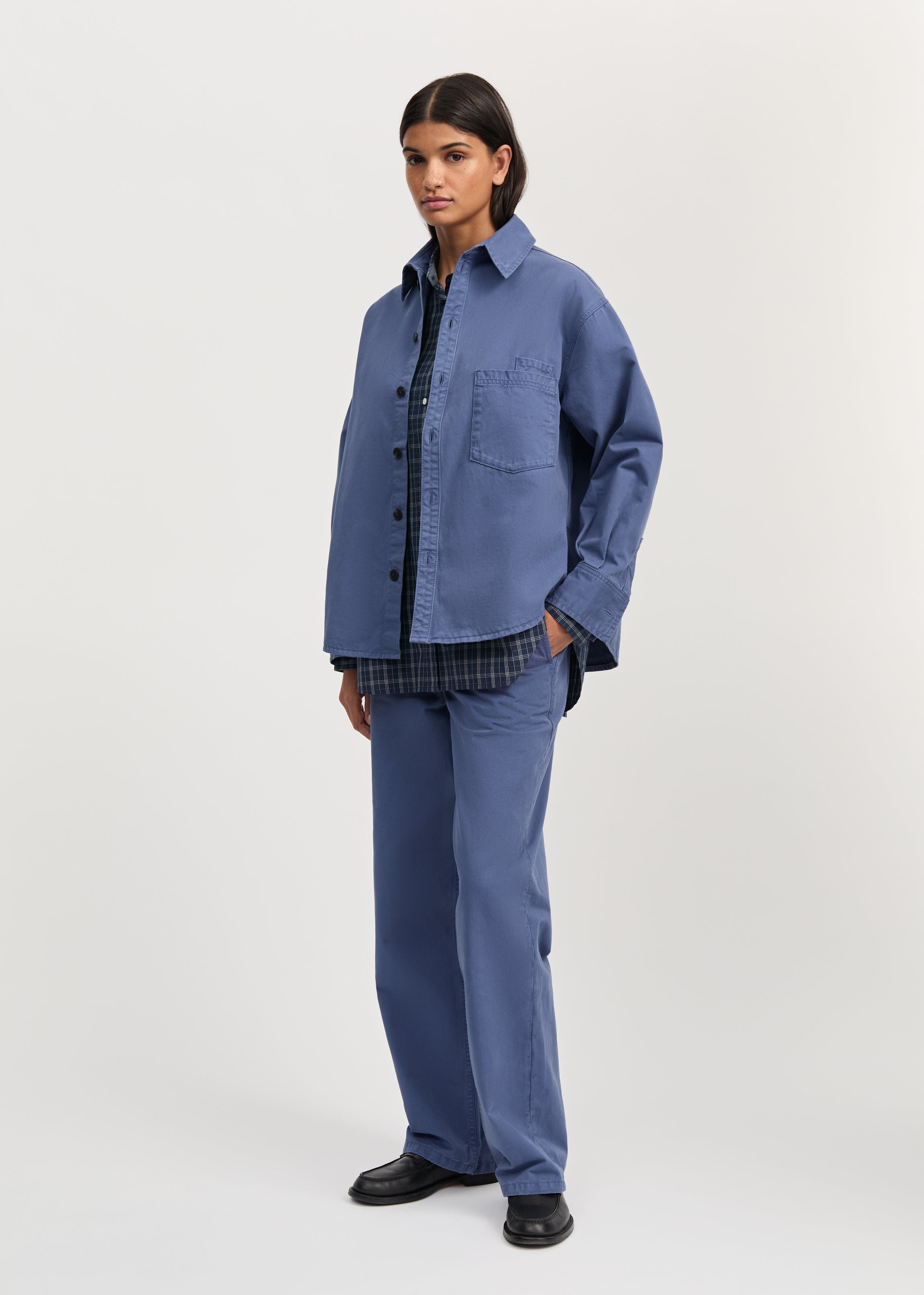 Casy Shirt Cotton 3164, Washed French Blue