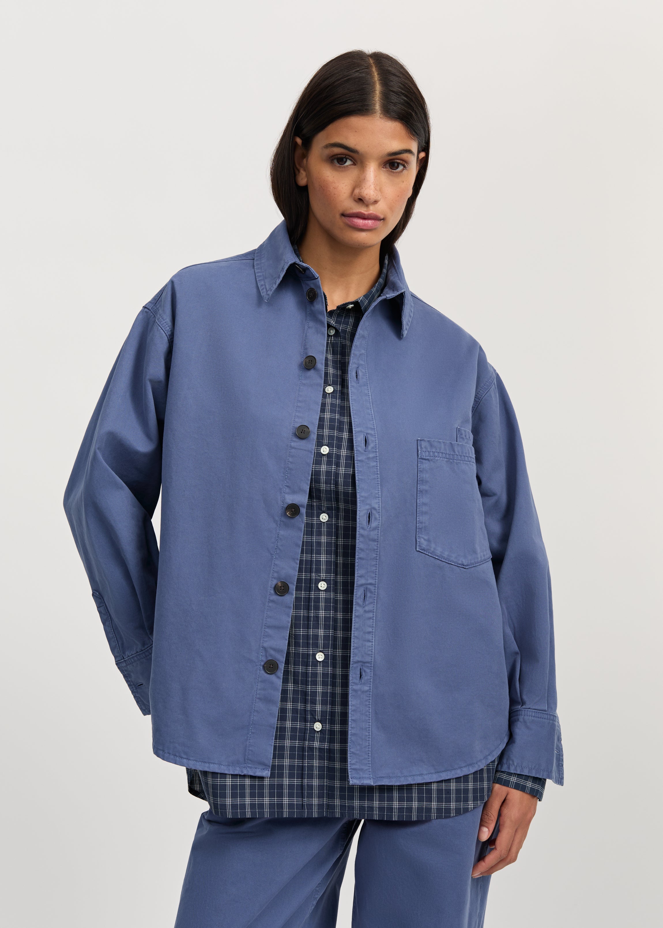 Casy Shirt Cotton 3164, Washed French Blue