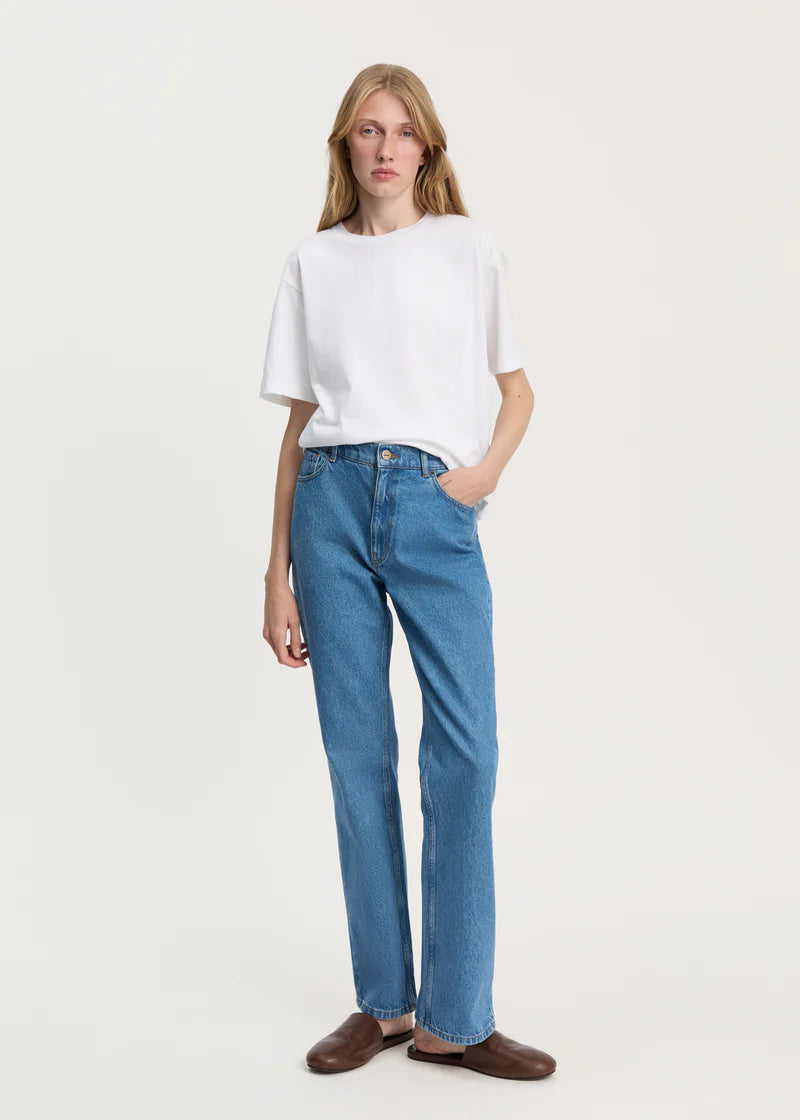 Cooper highwaist straight jeans, Clear Blue