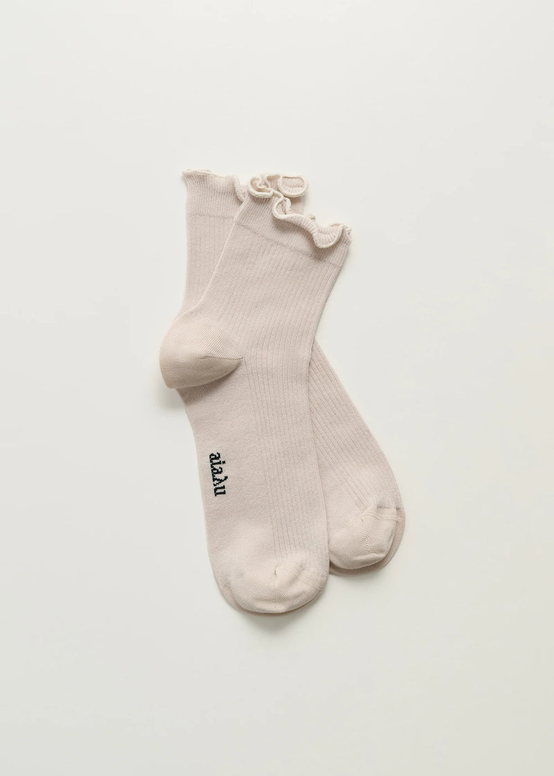 Cotton Frill Sock, Milk
