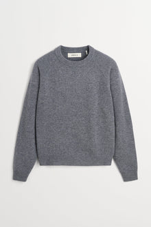 Skall Studio Drew O-neck strik i stone mélange merinould