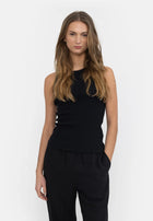 Blossom Racerback Rib Tank, Black