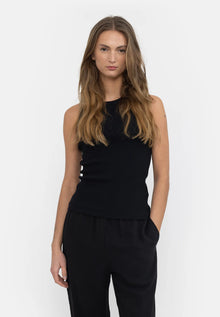 Blossom Racerback Rib Tank, Black