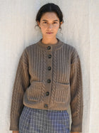 Gertrud Cable Cardigan, Coffee Melange