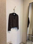 Nuria LS Polo Cardigan, Black / Cognac